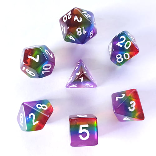 Rainbow Acrylic Set of 7 Dice Galactic Dice Premium Dice Sets 